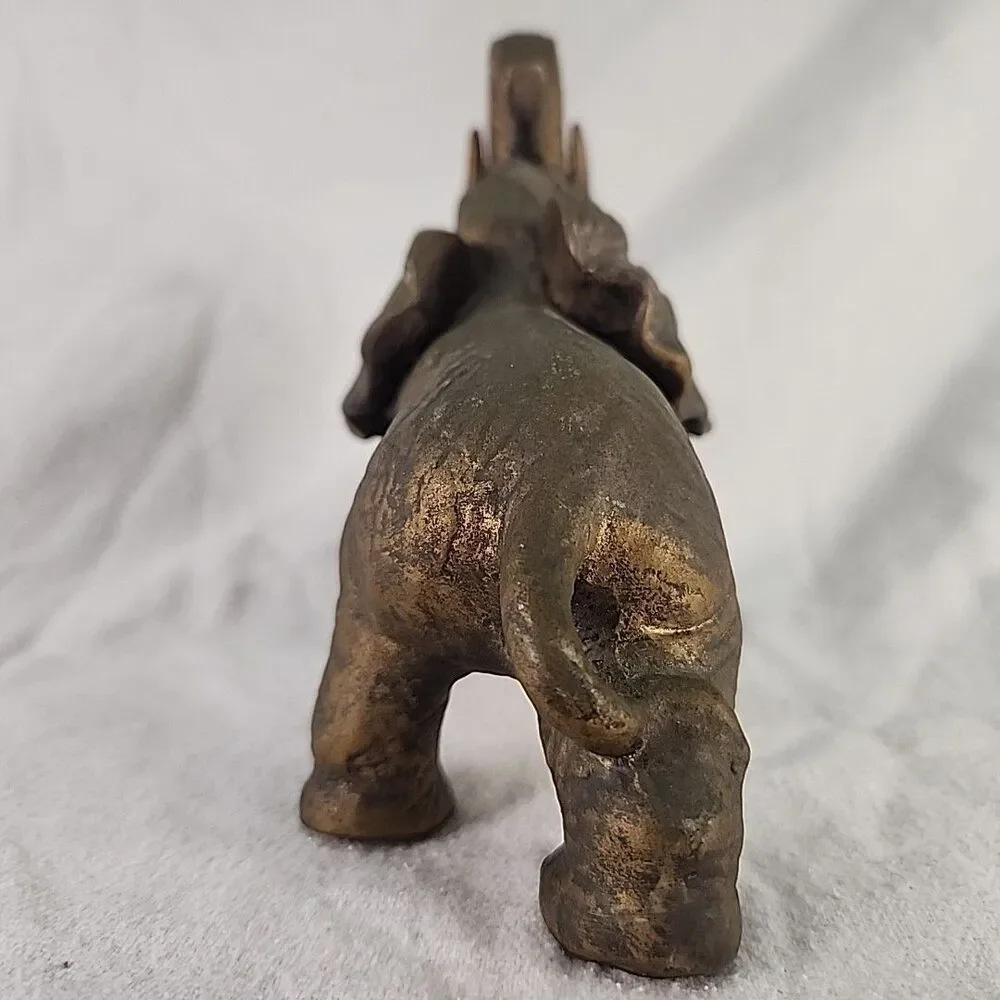 Statue Elephant Brass Figurine Hollow Ceramic World Trunk Up 5.5